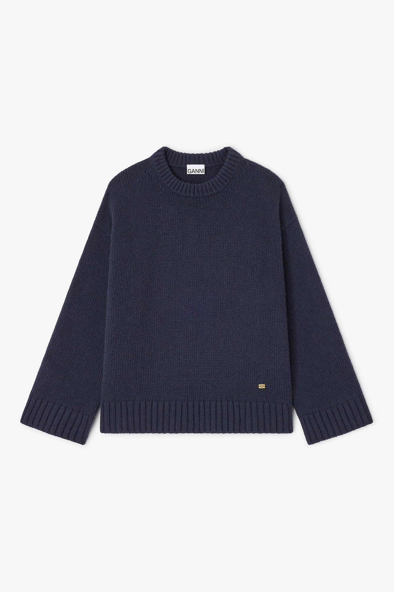GANNI Outlet Dark Blue Wool Mix Sweater