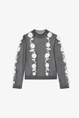 GANNI Sale Black Flower Crochet Turtleneck