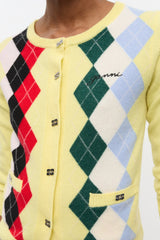 GANNI On Sale Yellow Check Cardigan