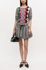 GANNI Outlet Grey Check Cardigan