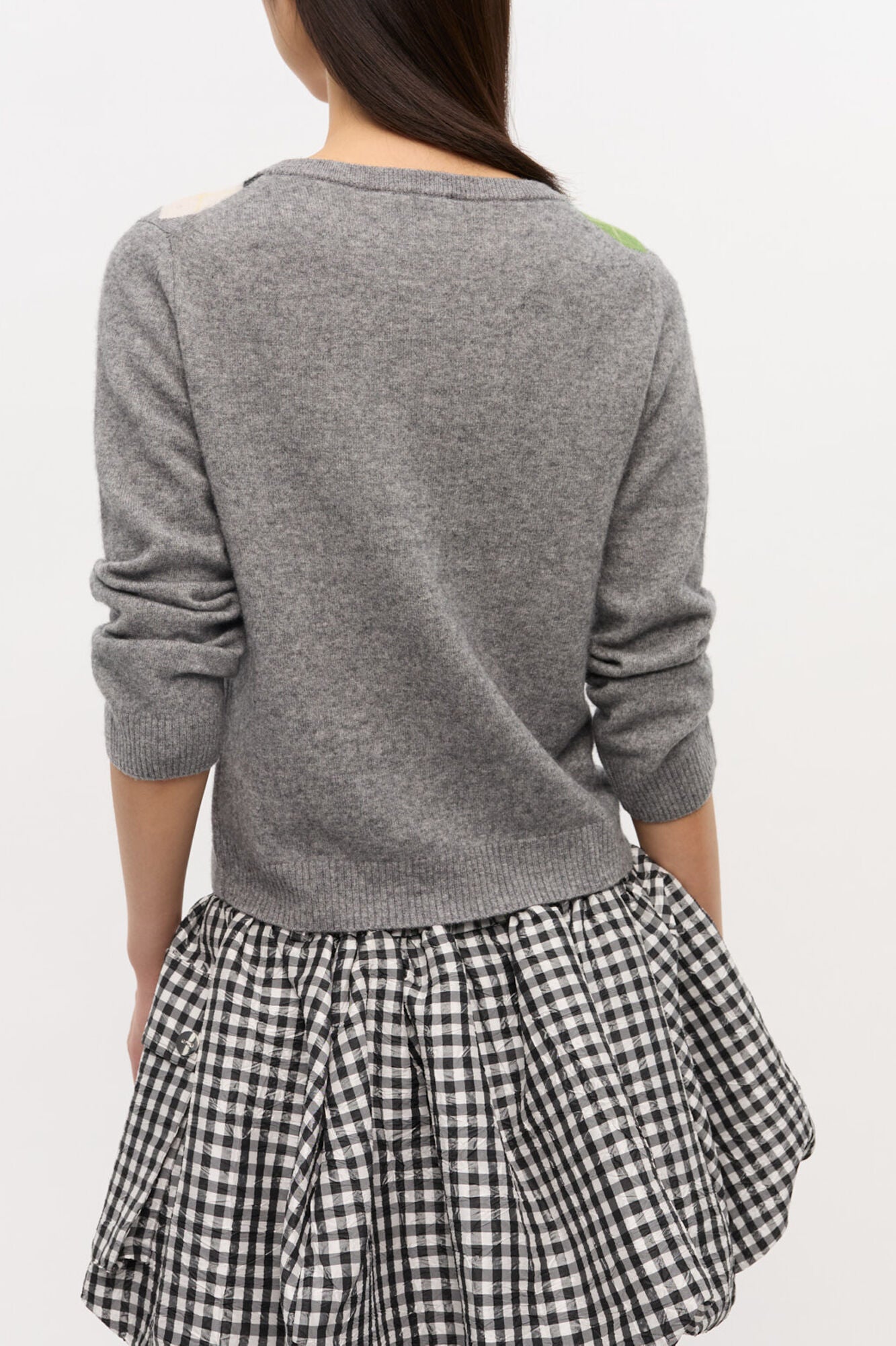 GANNI Outlet Grey Check Cardigan