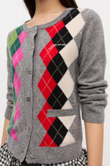 GANNI Outlet Grey Check Cardigan