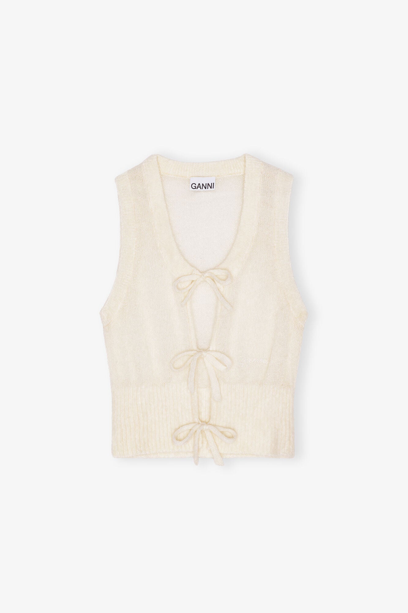 GANNI New Ivory Tie String Vest