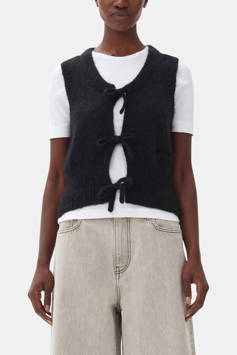 GANNI us Black Tie String Vest