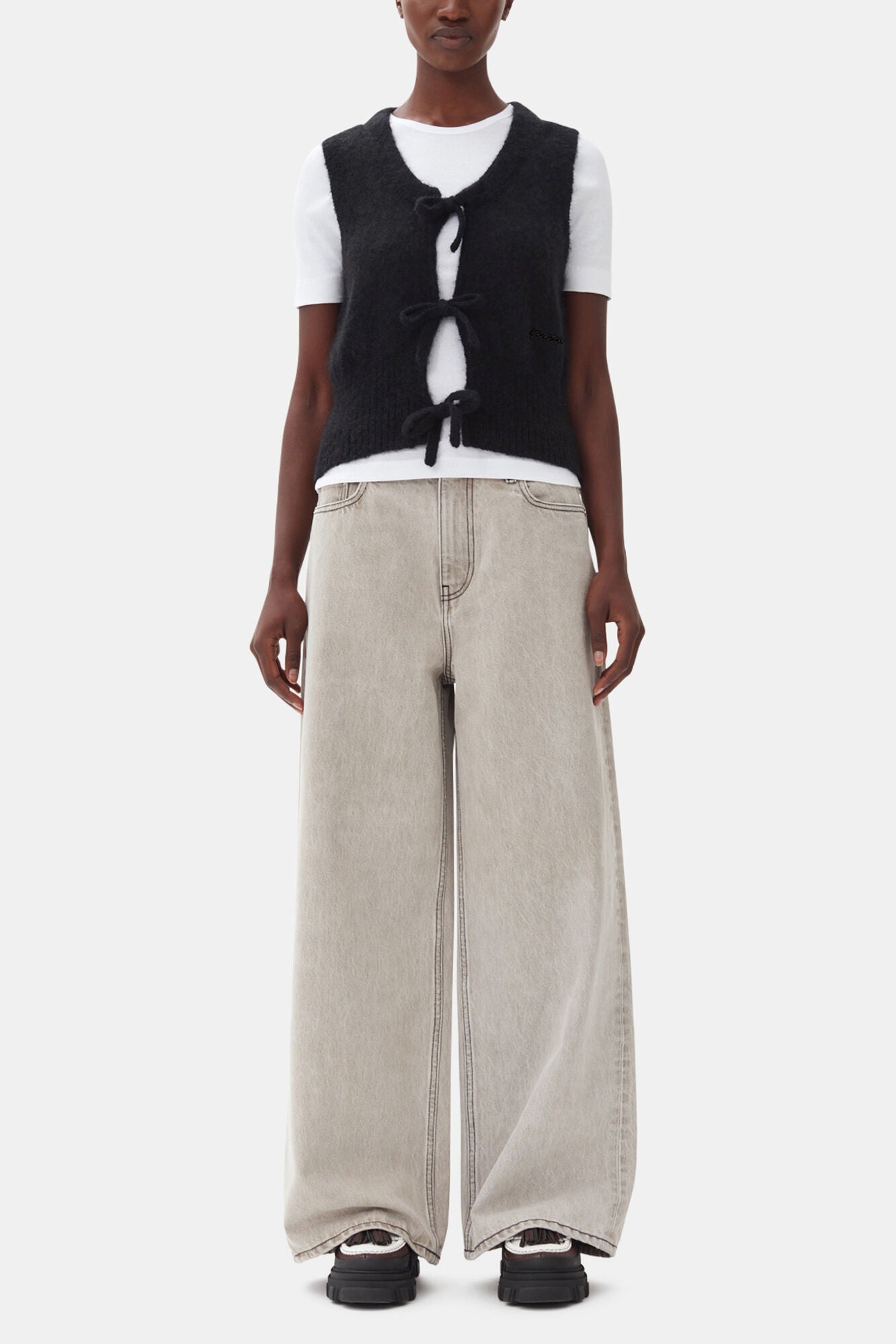 GANNI us Black Tie String Vest