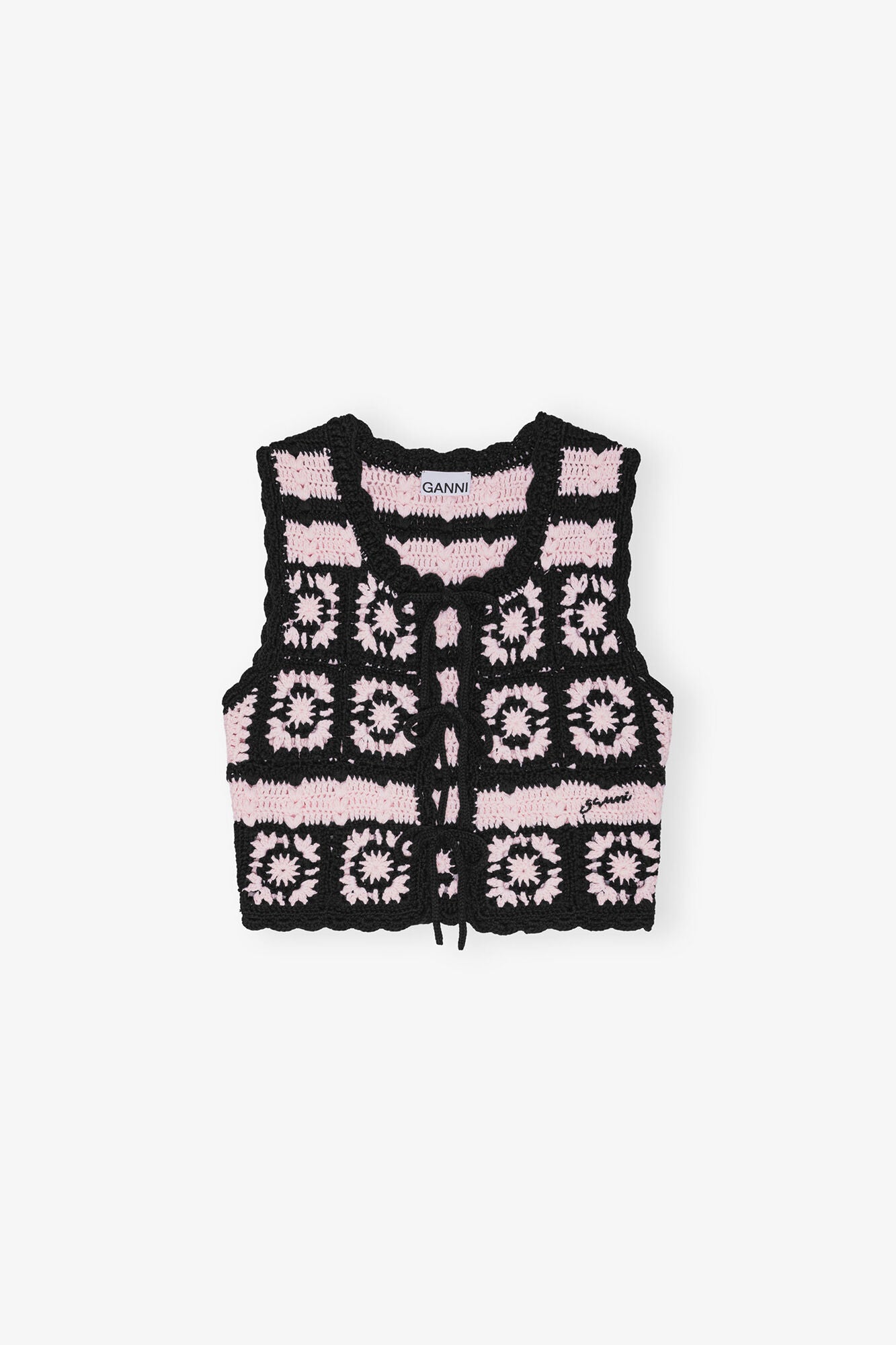 GANNI Online Pink Cotton Crochet Vest