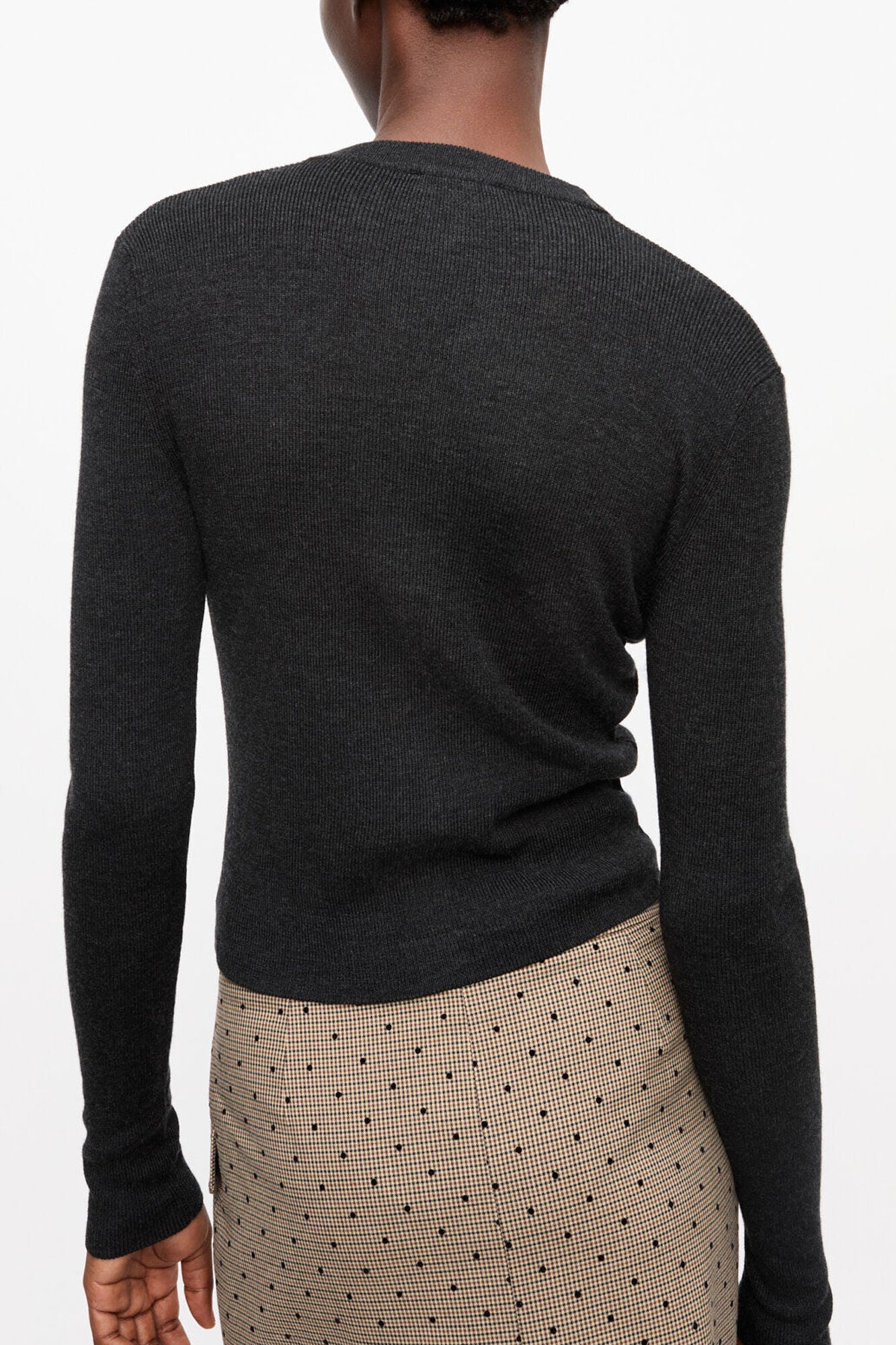 GANNI Discount Black Mini Ribbed Merino Cardigan