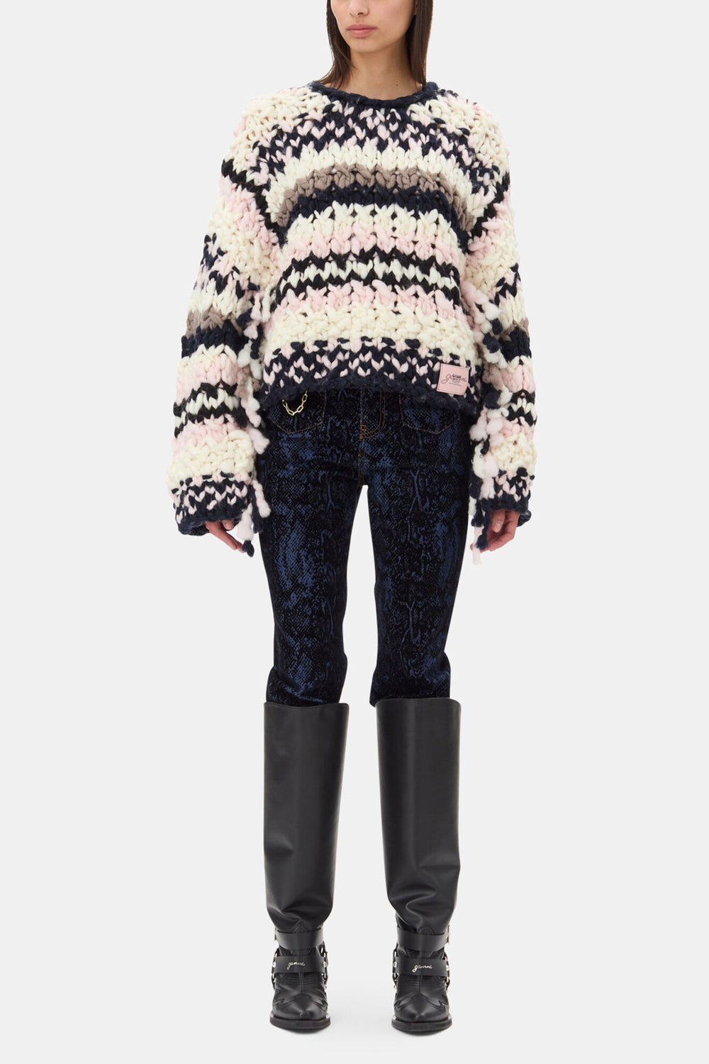 GANNI New Multicolor Hand-Knit Sweater
