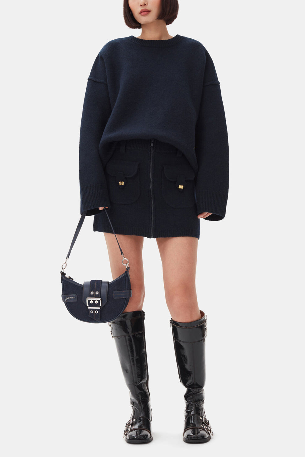 GANNI us Dark Blue Wool Sweater