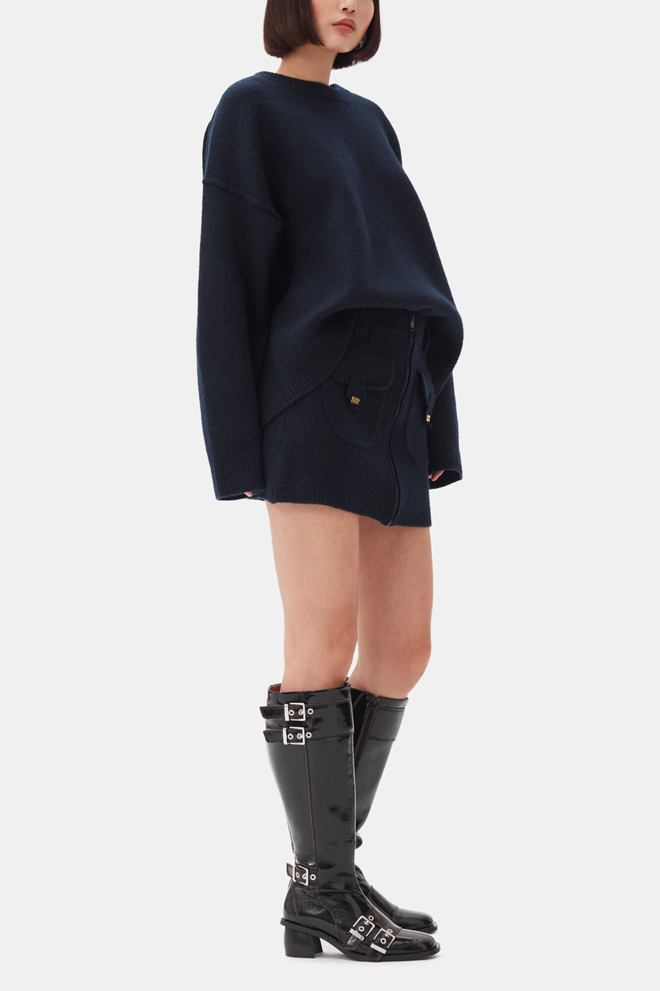 GANNI us Dark Blue Wool Sweater