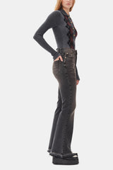 GANNI Online Grey Knitted Polo Shirt