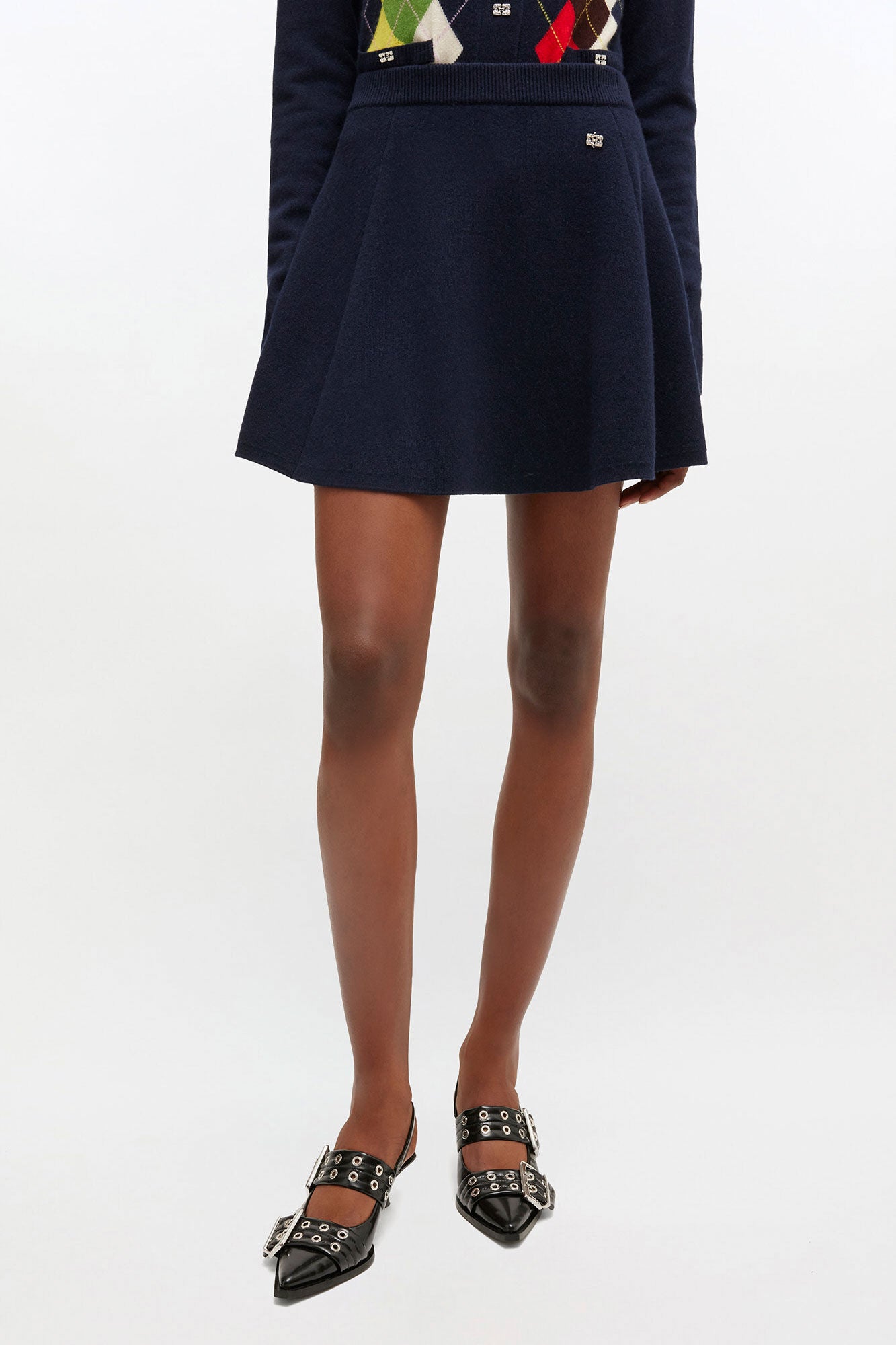 GANNI Discount Cashmere Wool Mini Skirt