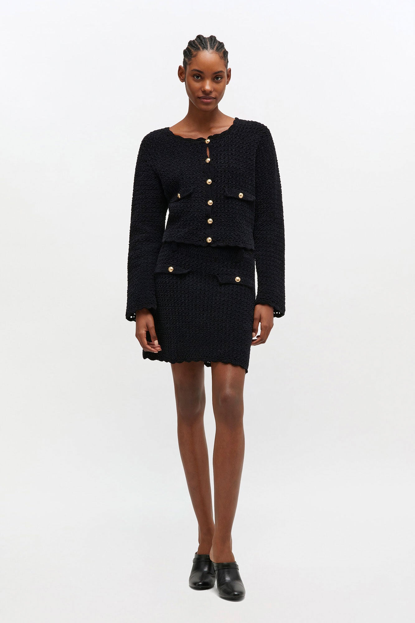 GANNI Outlet Black Crochet Mini Skirt