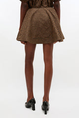 GANNI Discount Crinkled Check Mini Circle Skirt