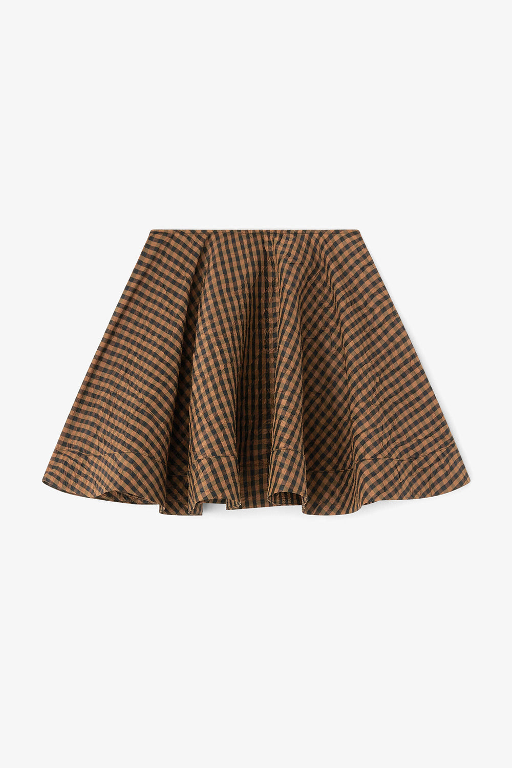 GANNI Discount Crinkled Check Mini Circle Skirt