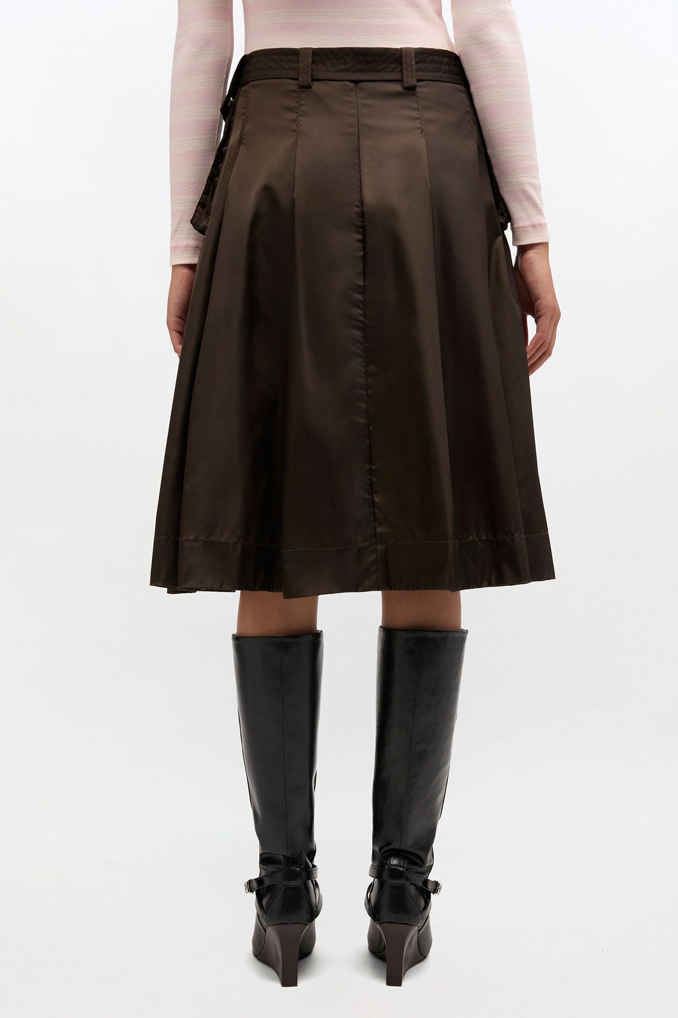 GANNI Outlet Duchesse Nylon Pleated Skirt