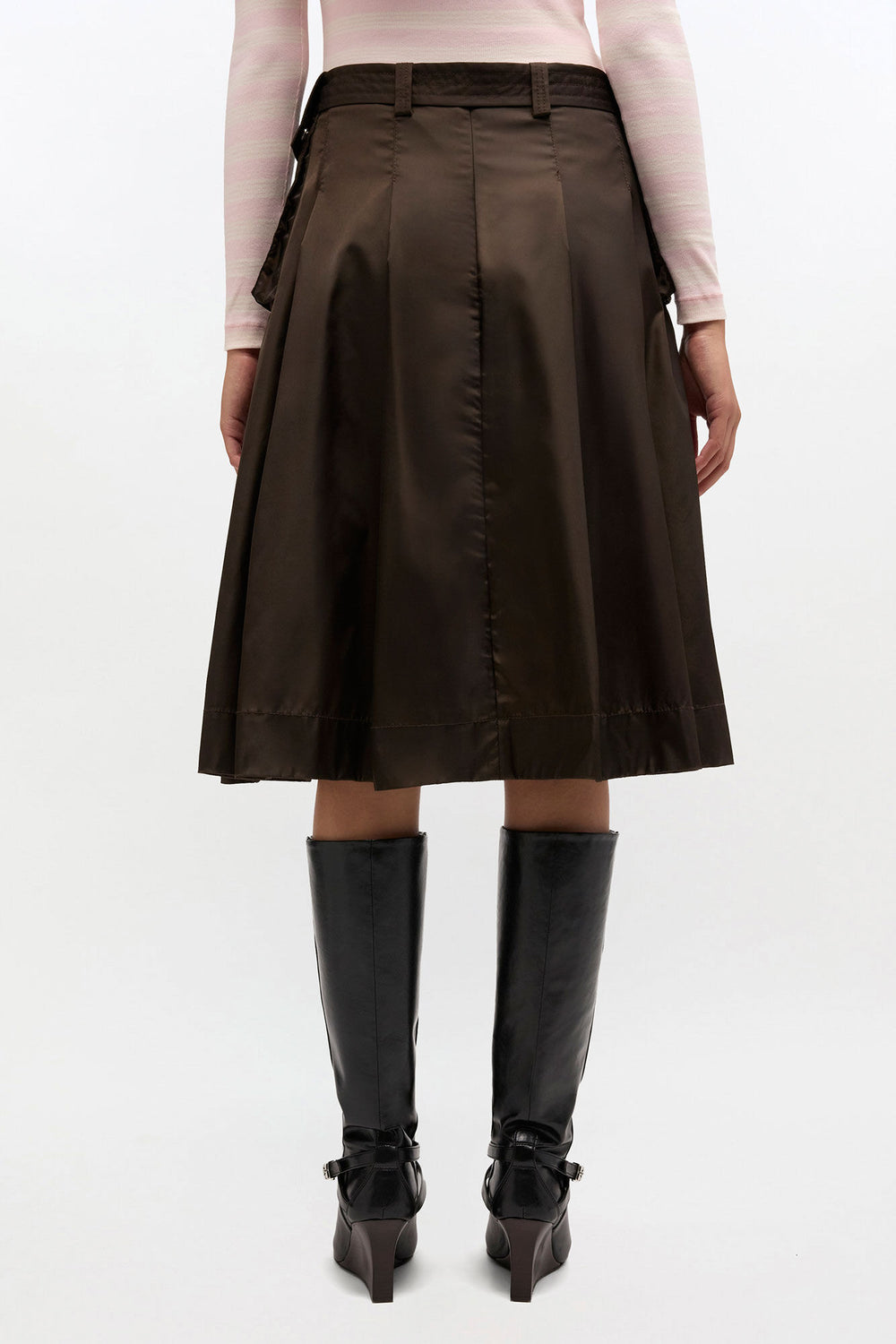 GANNI Outlet Duchesse Nylon Pleated Skirt