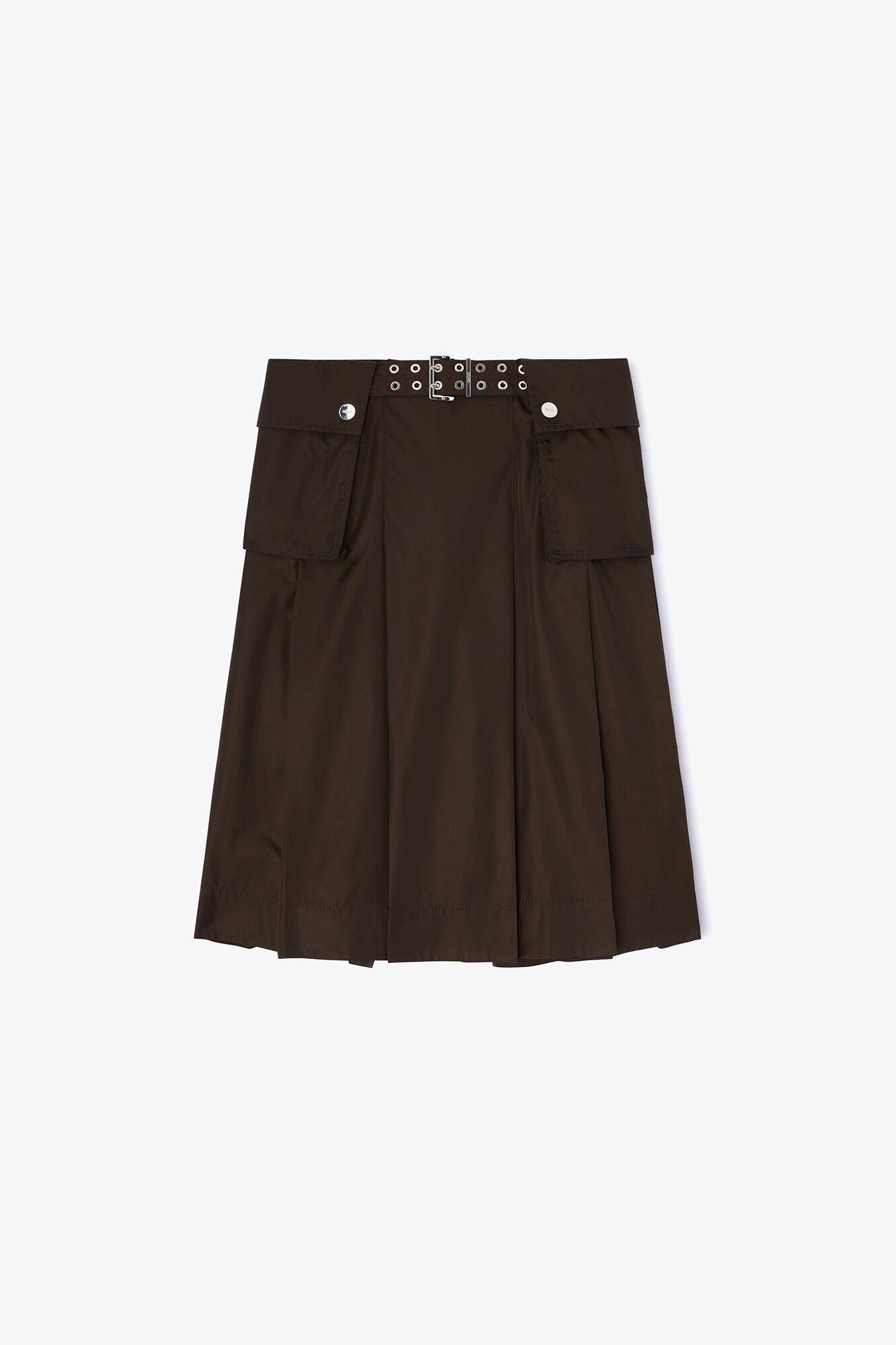 GANNI Outlet Duchesse Nylon Pleated Skirt