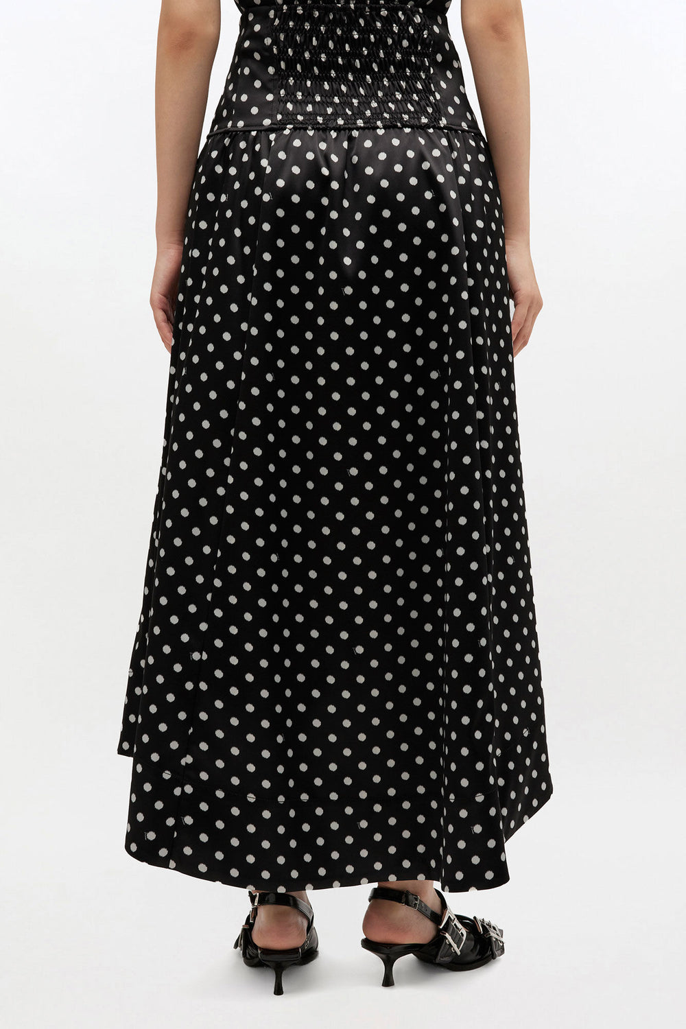 GANNI Hot Sale Polka-Dot Satin Corset Skirt