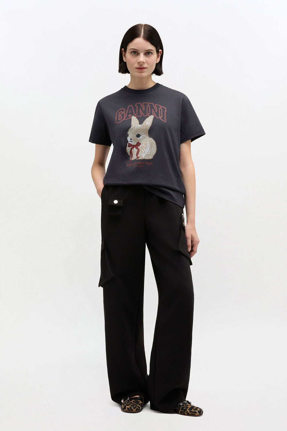 GANNI Outlet Black Twill Suiting Pants