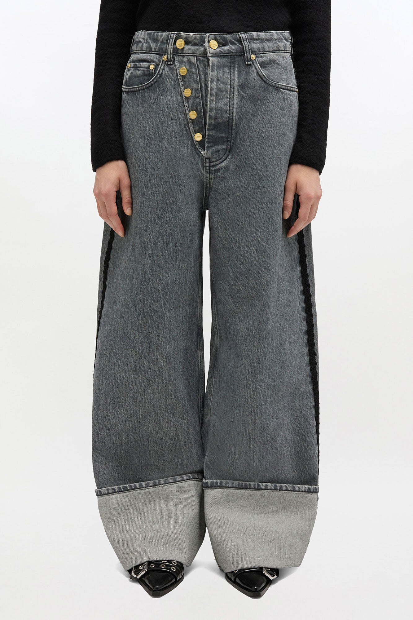 GANNI Hot Sale Baggy Jeans with Double Fly