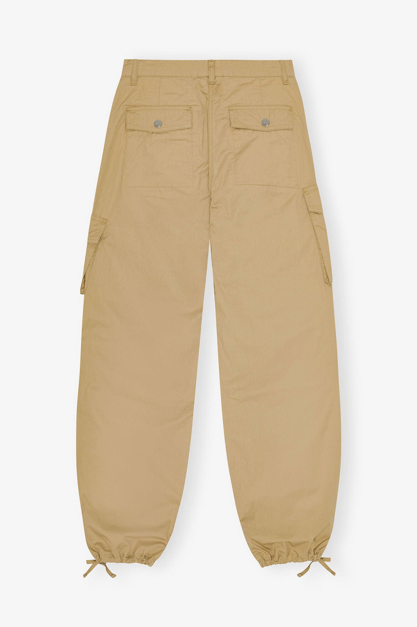 GANNI Discount Camel Washed Cotton Twill Pants