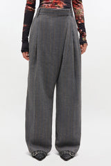 GANNI On Sale Grey Stripe Cross-over Pants