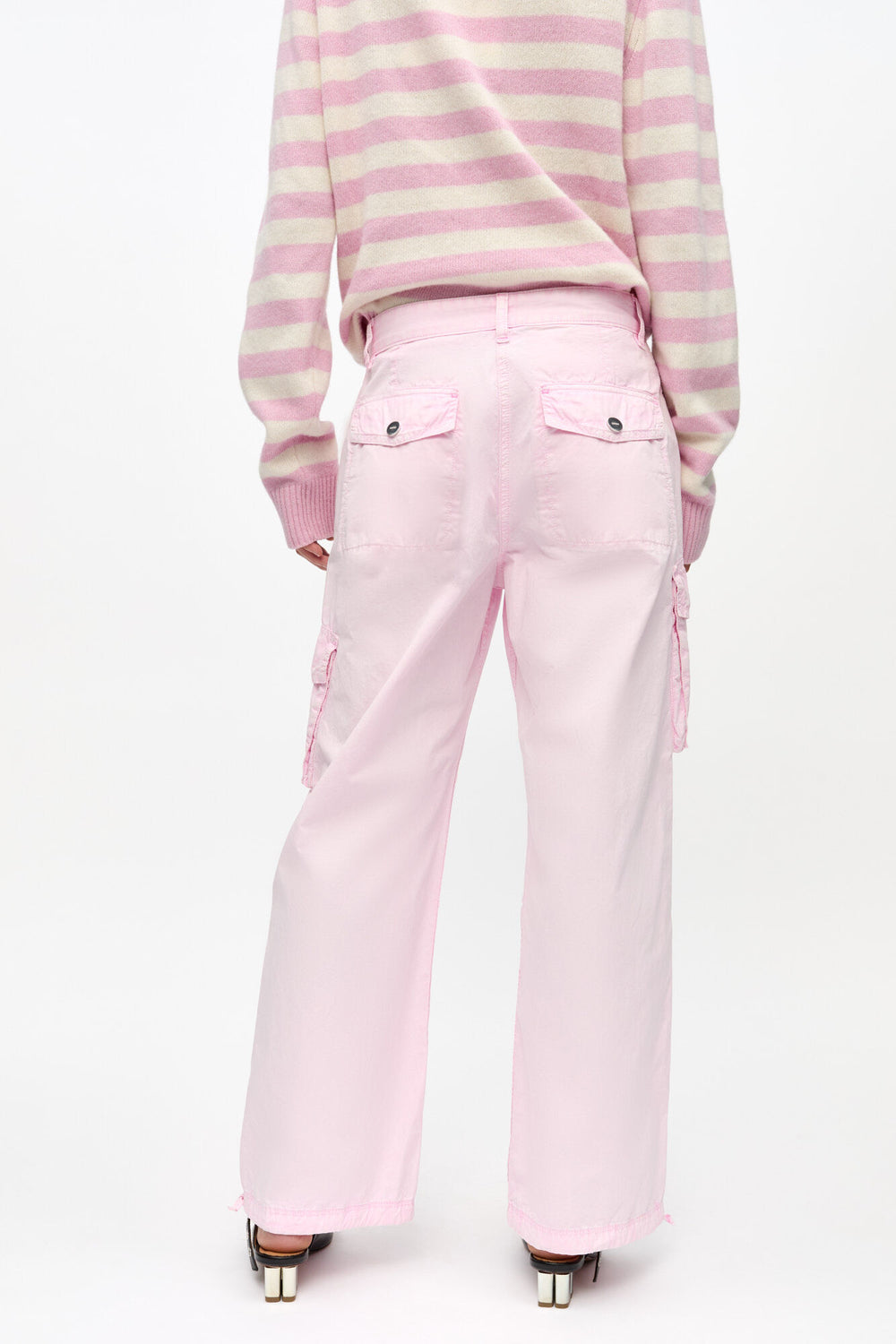 GANNI Outlet Pink Washed Cotton Twill Pants