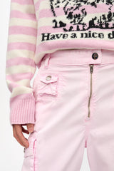 GANNI Outlet Pink Washed Cotton Twill Pants