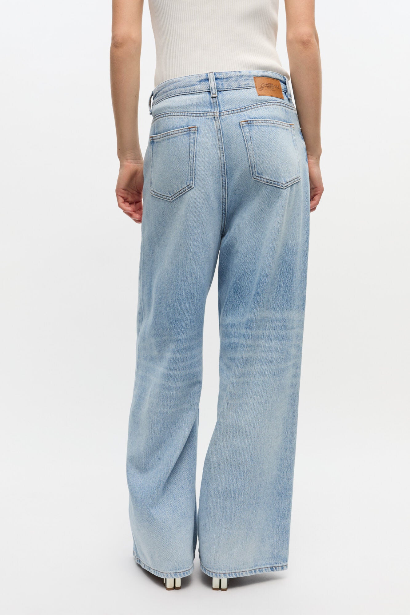 GANNI Hot Sale Baggy Wide Jeans in Light Blue Denim