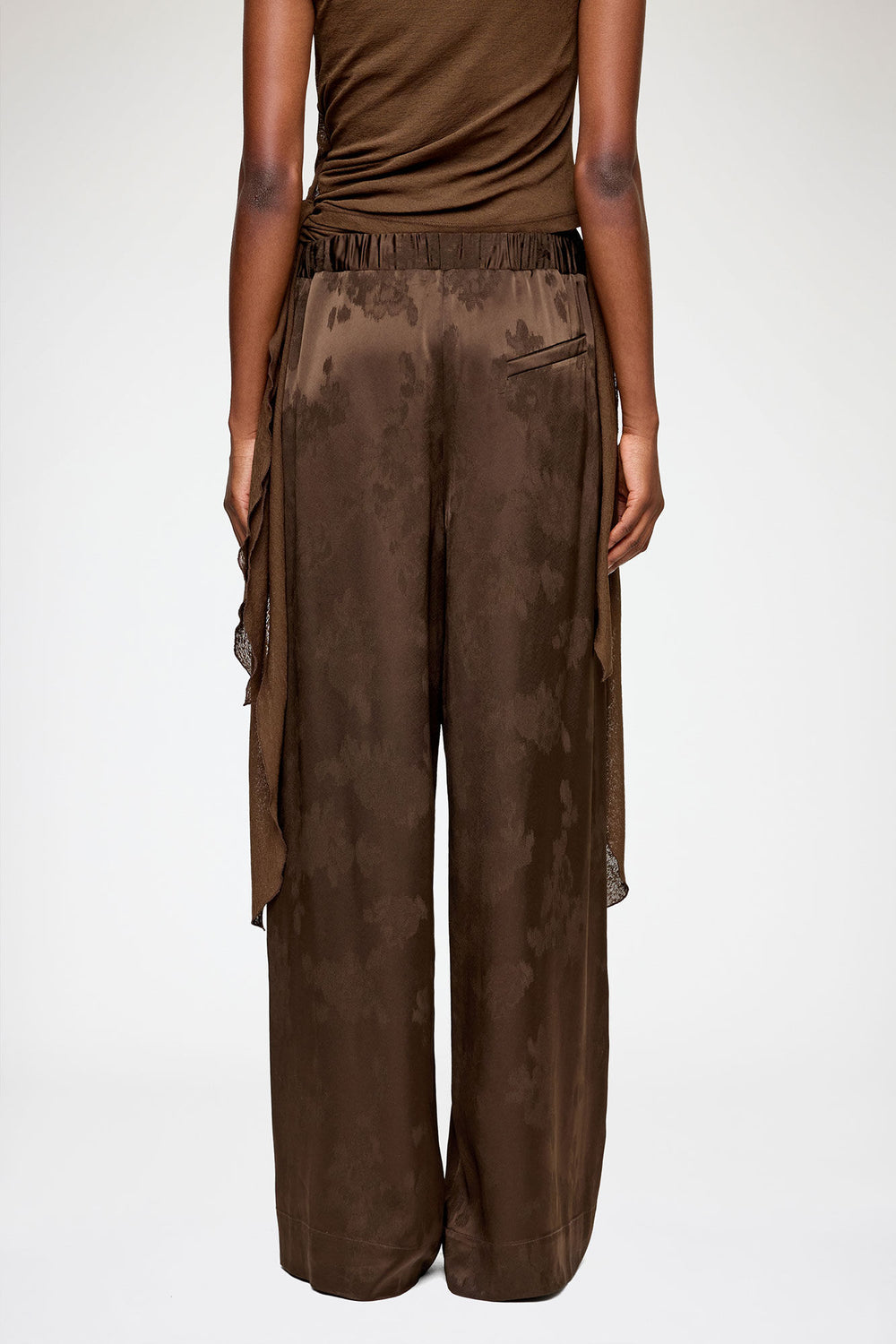 GANNI New Pants in Brown Satin