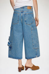 GANNI us Baggy Cropped Jeans in Flower Print Denim