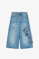 GANNI us Baggy Cropped Jeans in Flower Print Denim