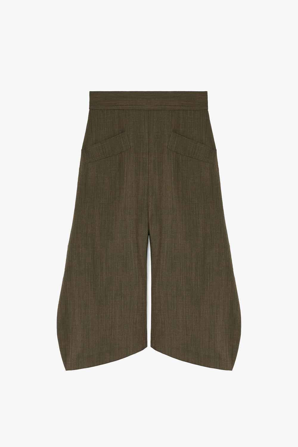 GANNI On Sale Capri Pants in Brown Wool Melange