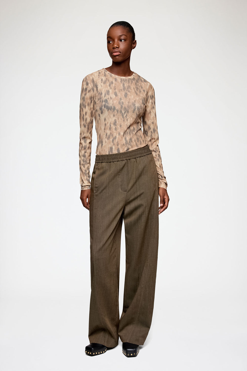 GANNI For Sale Pants in Brown Wool Melange