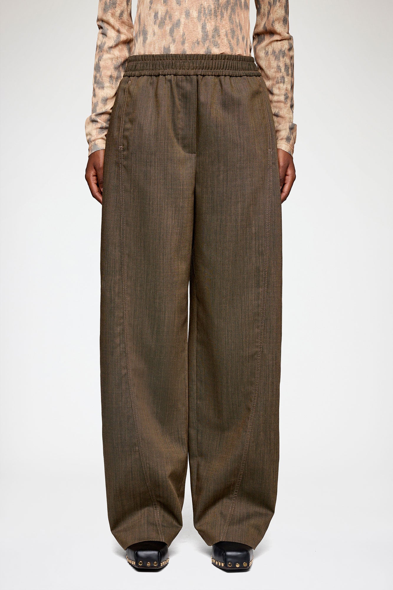 GANNI For Sale Pants in Brown Wool Melange