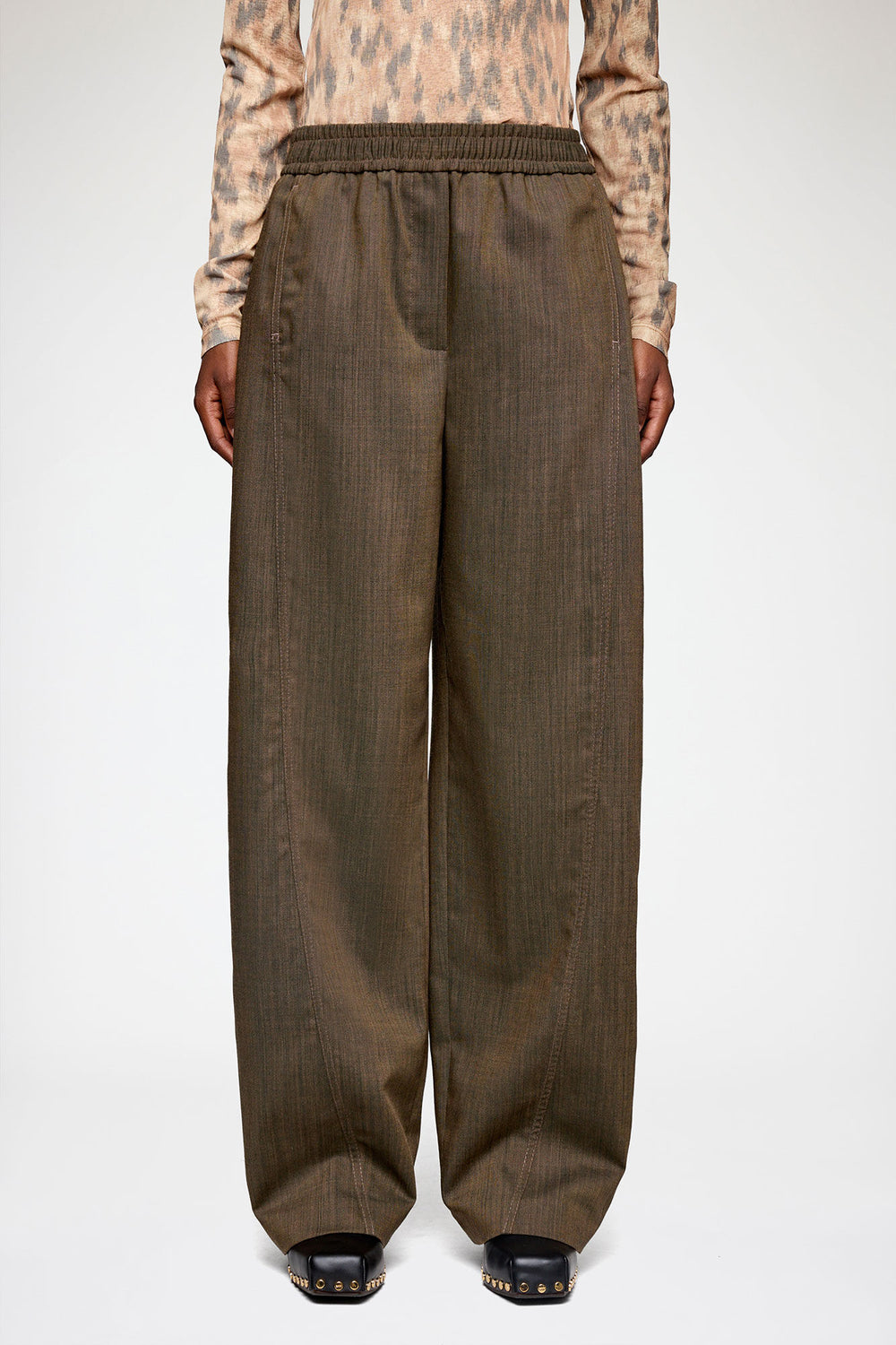 GANNI For Sale Pants in Brown Wool Melange