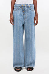 GANNI On Sale Baggy Jeans in Striped Denim