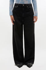 GANNI New Baggy Jeans in Black Washed Denim