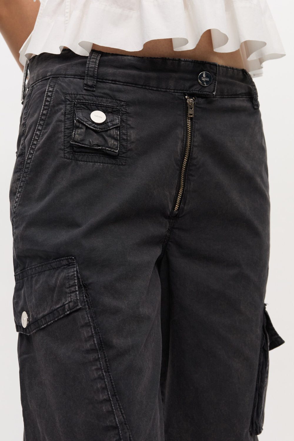 GANNI us Black Washed Twill Pants