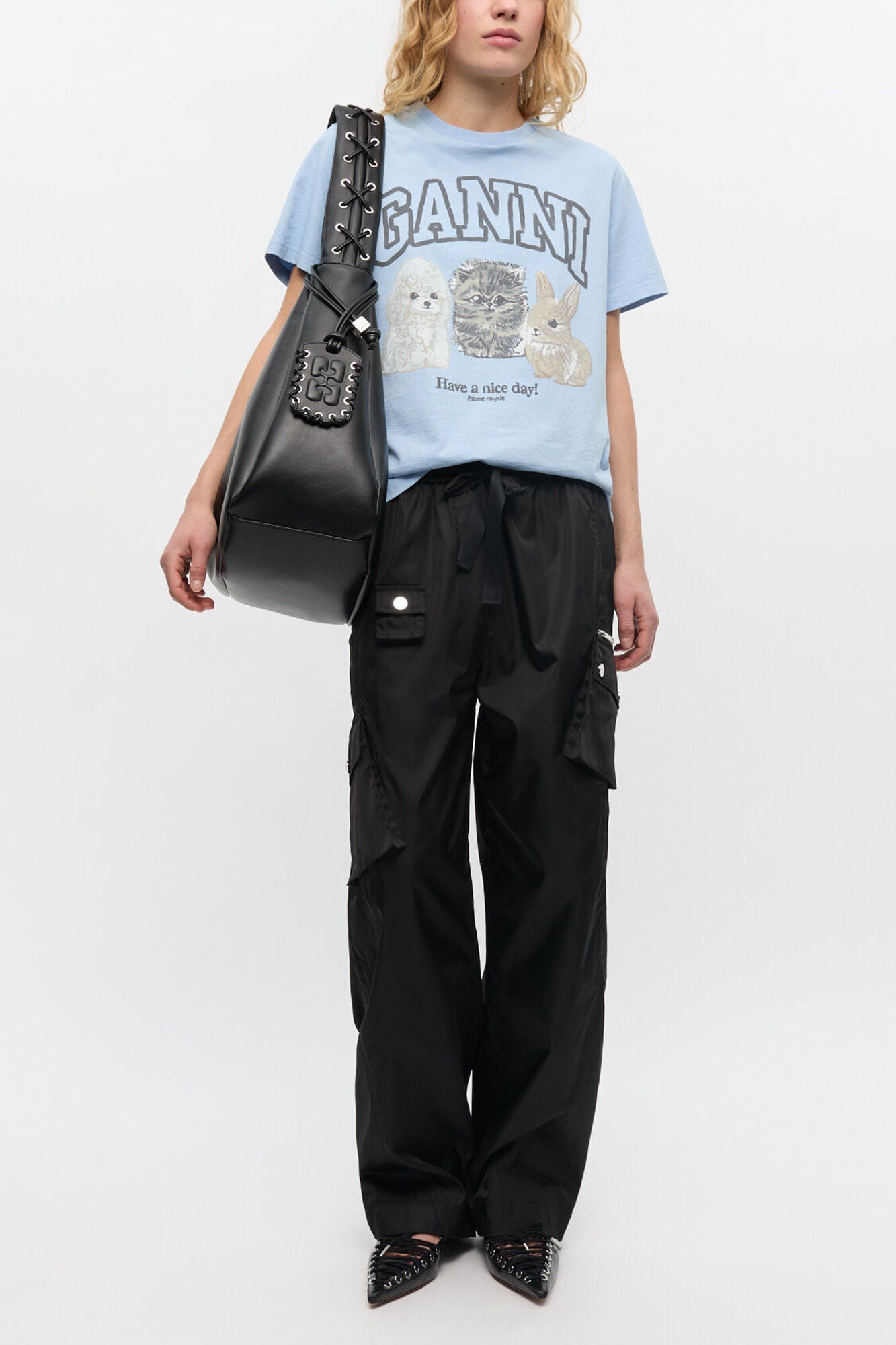 GANNI Online Black Nylon Elasticated Pants