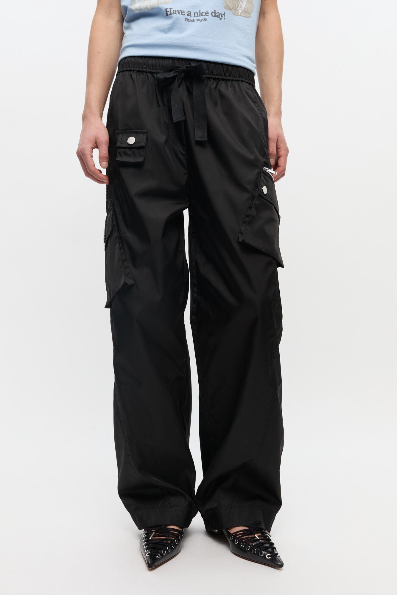 GANNI Online Black Nylon Elasticated Pants