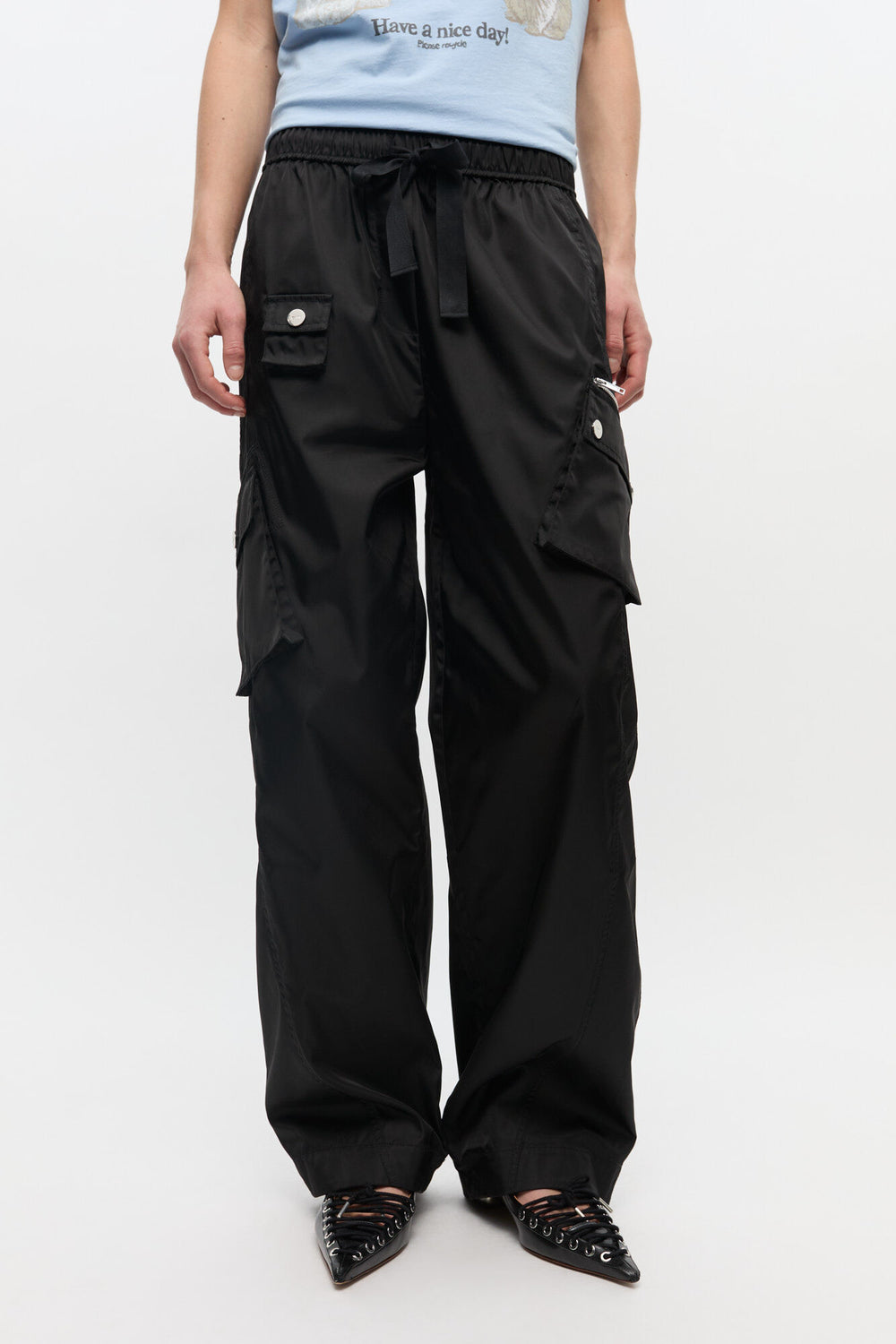 GANNI Online Black Nylon Elasticated Pants