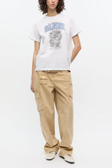 GANNI Discount Washed Stretch Cotton Pocket Pants
