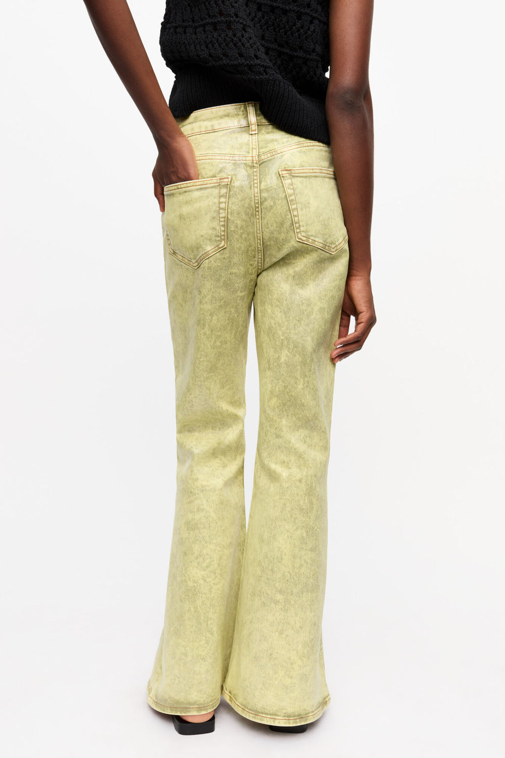 GANNI On Sale Green Foil Jeans