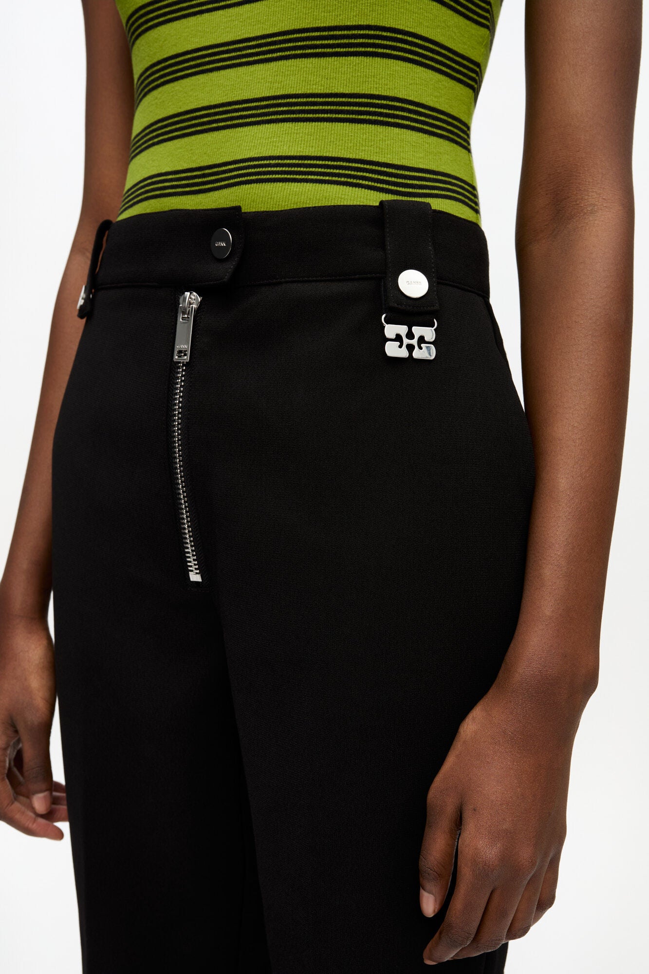 GANNI For Sale Black Bonded Crepe Pants