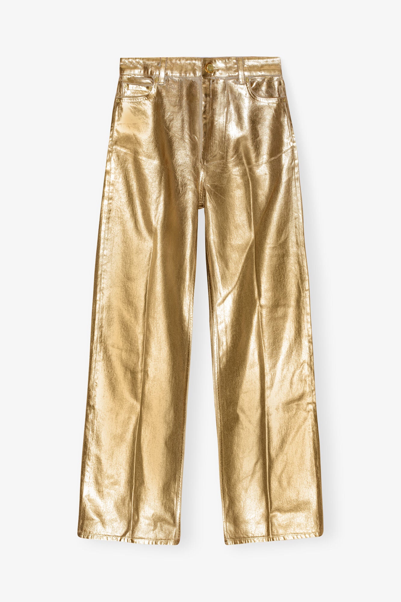GANNI us Gold Foil Wide Jeans