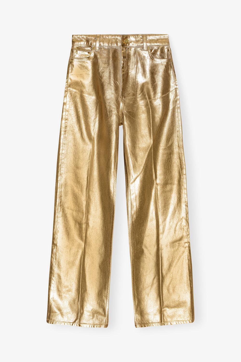 GANNI us Gold Foil Wide Jeans