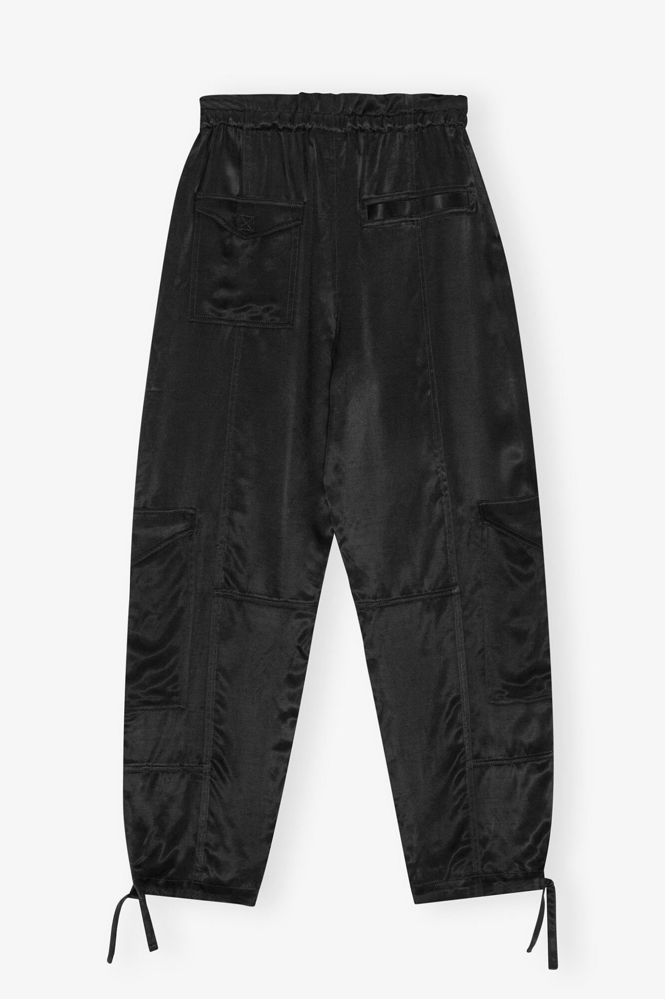 GANNI Online Black Washed Satin Pocket Pants