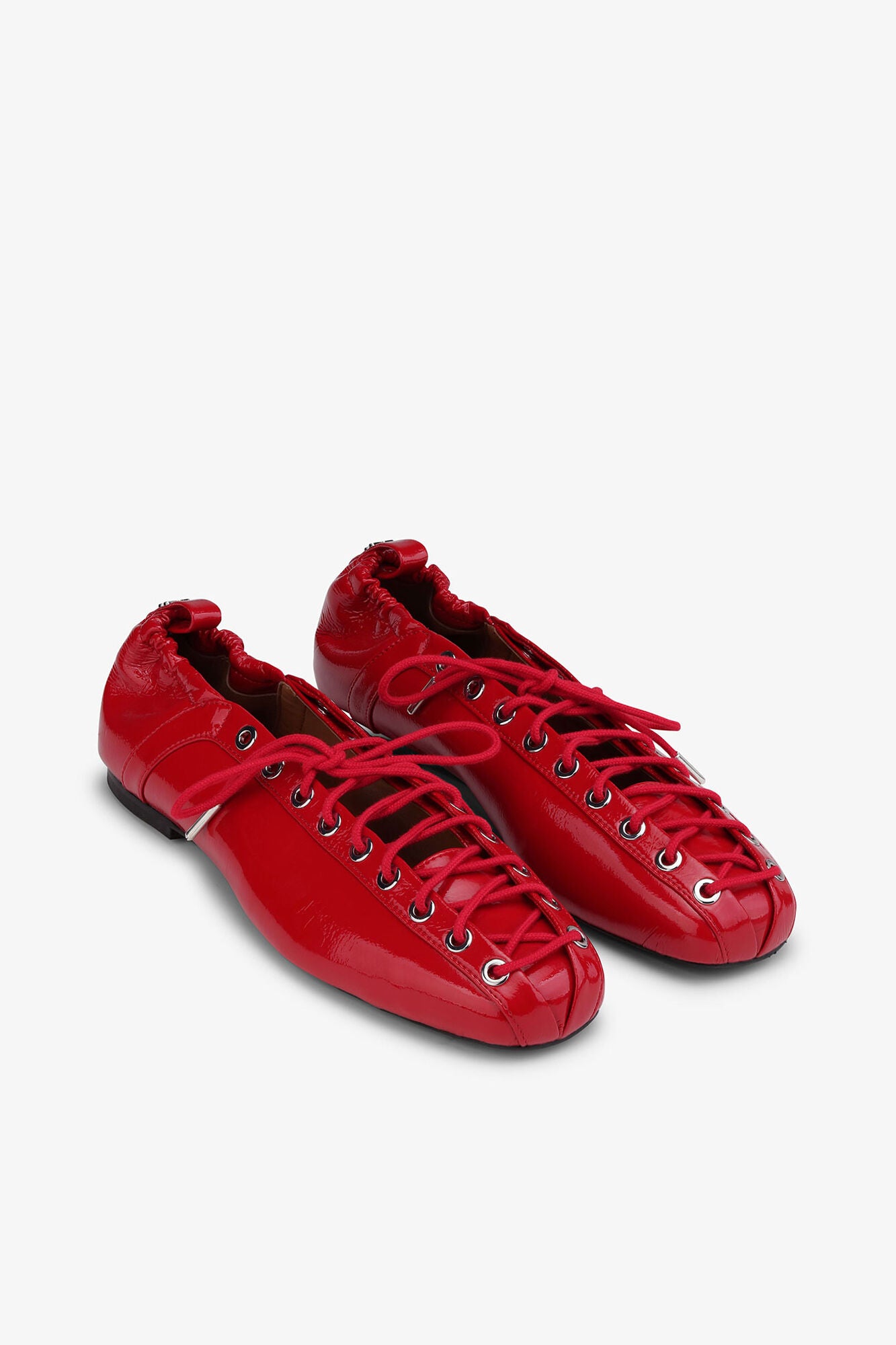 GANNI Discount Lace-Up Ballerinas in Red